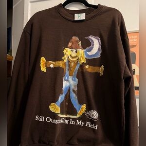 Online Ceramics Large Brown Scarecrow Graphic Crewneck Sweater